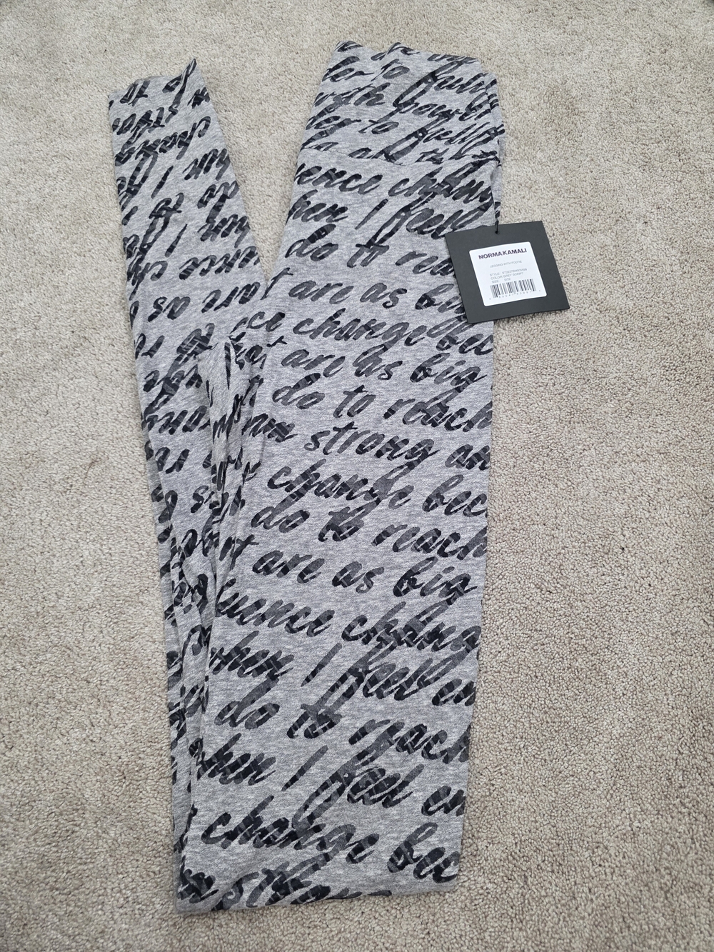 Norma Kamali Grey Script Leggings with Footie